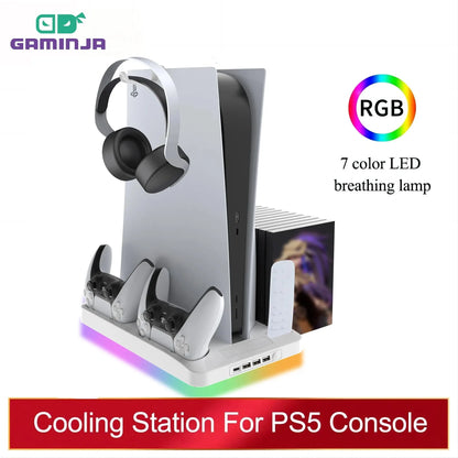 RGB Light Cooling Fan Dual Controllers Charger For Playstation 5 Game PS5 Accessories